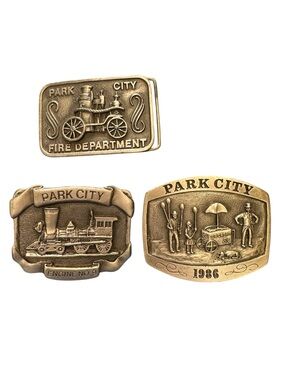 Park City Vintage Pewter Belt Buckles - Set of 3, numbered, approx 2x3 Ricker